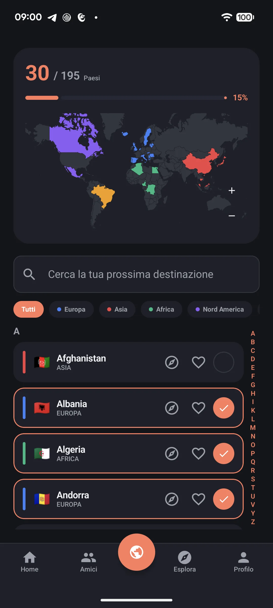 Segna ogni Paese che visiti