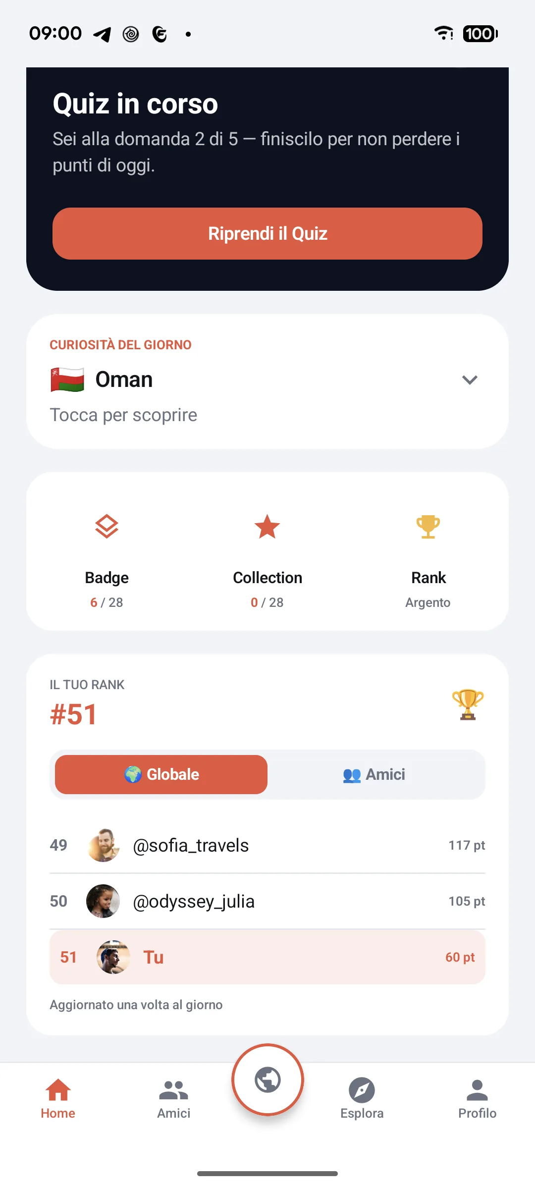 Scala la classifica dei viaggiatori
